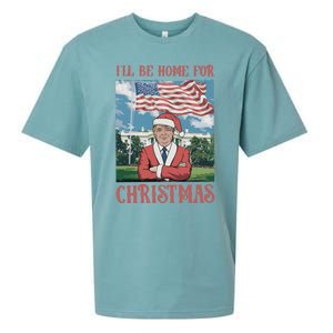 ILl Be Home For Christmas Funny Trump 2024 Ugly Xmas Sueded Cloud Jersey T-Shirt