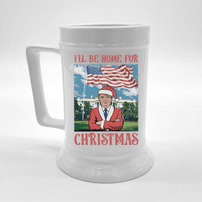 ILl Be Home For Christmas Funny Trump 2024 Ugly Xmas Beer Stein