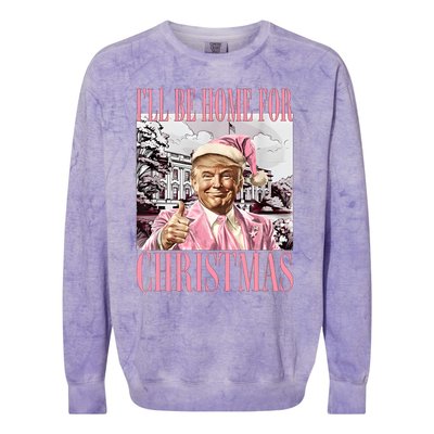 Iil Be Home For Christmas Funny Trump Santa 2024 Christmas Colorblast Crewneck Sweatshirt