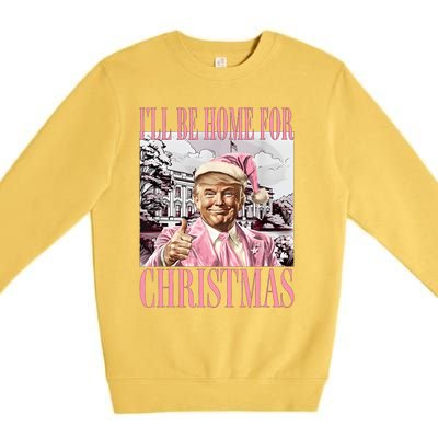 Iil Be Home For Christmas Funny Trump Santa 2024 Christmas Premium Crewneck Sweatshirt