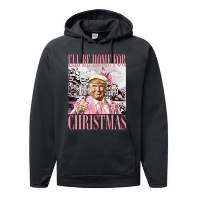 Iil Be Home For Christmas Funny Trump Santa 2024 Christmas Performance Fleece Hoodie