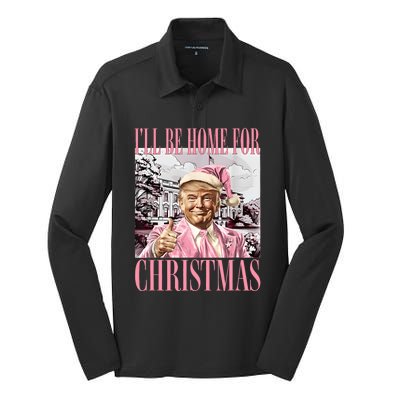 Iil Be Home For Christmas Funny Trump Santa 2024 Christmas Silk Touch Performance Long Sleeve Polo