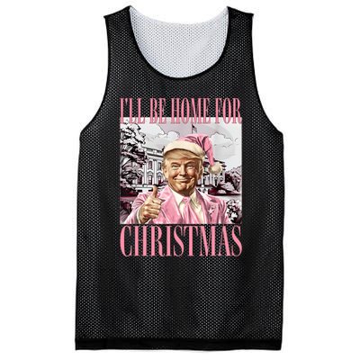 Iil Be Home For Christmas Funny Trump Santa 2024 Christmas Mesh Reversible Basketball Jersey Tank