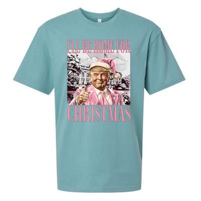 Iil Be Home For Christmas Funny Trump Santa 2024 Christmas Sueded Cloud Jersey T-Shirt