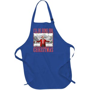 ILl Be Home For Christmas Santa Funny Trump Xmas Pajamas Gift Full-Length Apron With Pockets