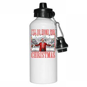 ILl Be Home For Christmas Santa Funny Trump Xmas Pajamas Gift Aluminum Water Bottle