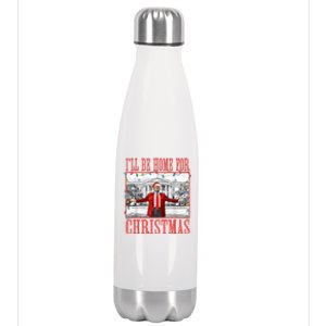 ILl Be Home For Christmas Santa Funny Trump Xmas Pajamas Gift Stainless Steel Insulated Water Bottle