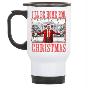 ILl Be Home For Christmas Santa Funny Trump Xmas Pajamas Gift Stainless Steel Travel Mug