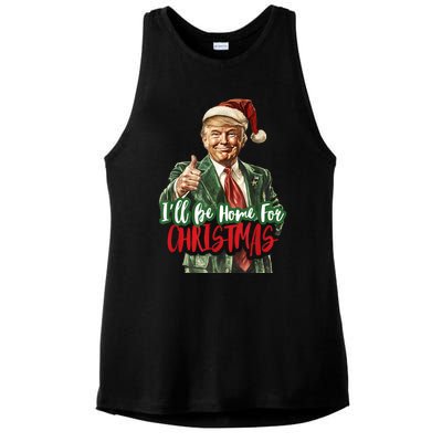 ILl Be Home For Christmas Santa Trump Xmas Pajamas Funny Ladies PosiCharge Tri-Blend Wicking Tank