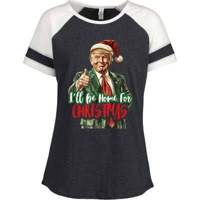 ILl Be Home For Christmas Santa Trump Xmas Pajamas Funny Enza Ladies Jersey Colorblock Tee