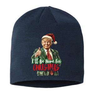 ILl Be Home For Christmas Santa Trump Xmas Pajamas Funny Sustainable Beanie