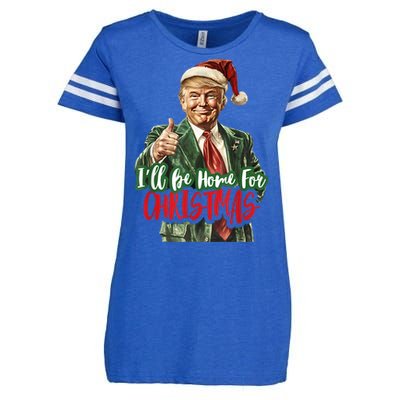 ILl Be Home For Christmas Santa Trump Xmas Pajamas Funny Enza Ladies Jersey Football T-Shirt