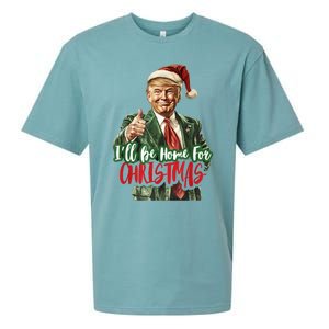 ILl Be Home For Christmas Santa Trump Xmas Pajamas Funny Sueded Cloud Jersey T-Shirt