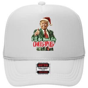 ILl Be Home For Christmas Santa Trump Xmas Pajamas Funny High Crown Mesh Back Trucker Hat