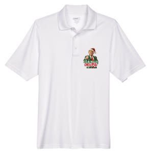 ILl Be Home For Christmas Santa Trump Xmas Pajamas Funny Men's Origin Performance Pique Polo