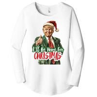 ILl Be Home For Christmas Santa Trump Xmas Pajamas Funny Women's Perfect Tri Tunic Long Sleeve Shirt