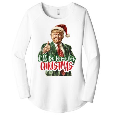 ILl Be Home For Christmas Santa Trump Xmas Pajamas Funny Women's Perfect Tri Tunic Long Sleeve Shirt