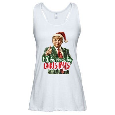 ILl Be Home For Christmas Santa Trump Xmas Pajamas Funny Ladies Essential Flowy Tank