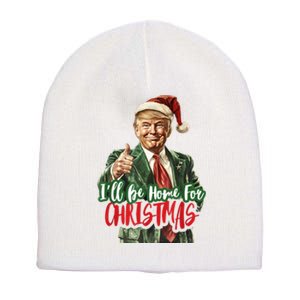 ILl Be Home For Christmas Santa Trump Xmas Pajamas Funny Short Acrylic Beanie