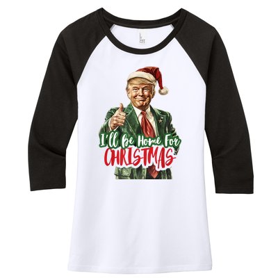 ILl Be Home For Christmas Santa Trump Xmas Pajamas Funny Women's Tri-Blend 3/4-Sleeve Raglan Shirt