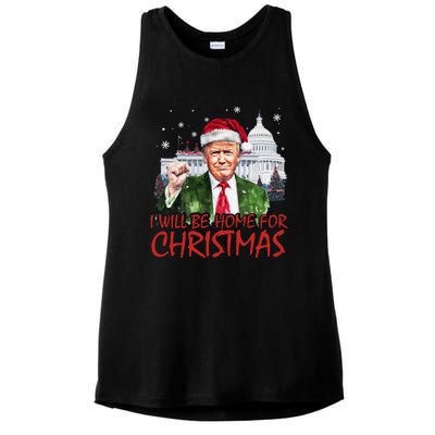 ILl Be Home For Christmas Xmas Trump Pajamas Holiday Santa Great Gift Ladies PosiCharge Tri-Blend Wicking Tank