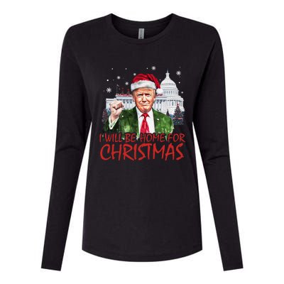 ILl Be Home For Christmas Xmas Trump Pajamas Holiday Santa Great Gift Womens Cotton Relaxed Long Sleeve T-Shirt