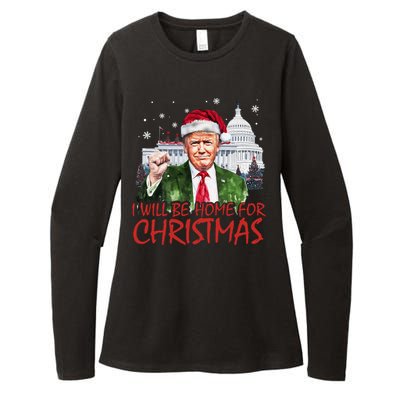 ILl Be Home For Christmas Xmas Trump Pajamas Holiday Santa Great Gift Womens CVC Long Sleeve Shirt