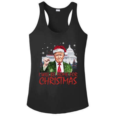 ILl Be Home For Christmas Xmas Trump Pajamas Holiday Santa Great Gift Ladies PosiCharge Competitor Racerback Tank