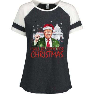 ILl Be Home For Christmas Xmas Trump Pajamas Holiday Santa Great Gift Enza Ladies Jersey Colorblock Tee