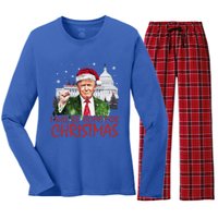 ILl Be Home For Christmas Xmas Trump Pajamas Holiday Santa Great Gift Women's Long Sleeve Flannel Pajama Set 