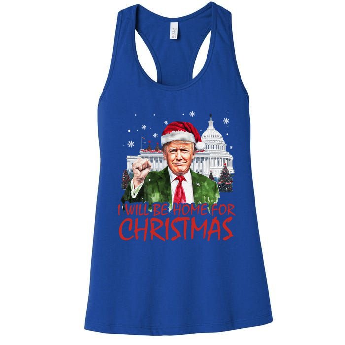 ILl Be Home For Christmas Xmas Trump Pajamas Holiday Santa Great Gift Women's Racerback Tank