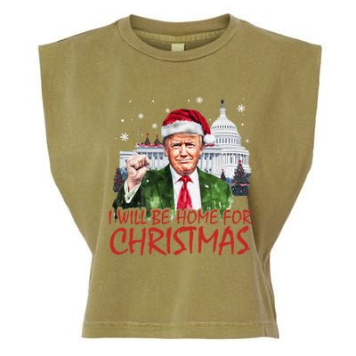 ILl Be Home For Christmas Xmas Trump Pajamas Holiday Santa Great Gift Garment-Dyed Women's Muscle Tee