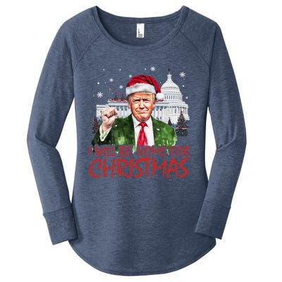 ILl Be Home For Christmas Xmas Trump Pajamas Holiday Santa Great Gift Women's Perfect Tri Tunic Long Sleeve Shirt