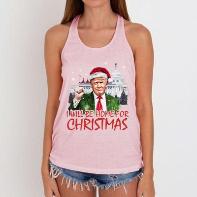 ILl Be Home For Christmas Xmas Trump Pajamas Holiday Santa Great Gift Women's Knotted Racerback Tank