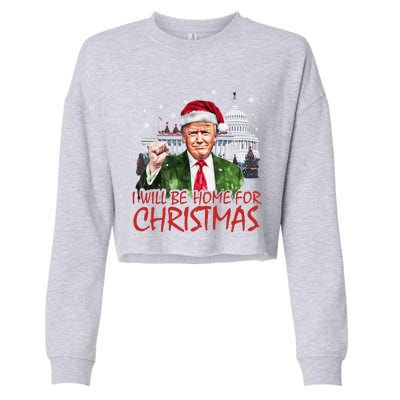 ILl Be Home For Christmas Xmas Trump Pajamas Holiday Santa Great Gift Cropped Pullover Crew