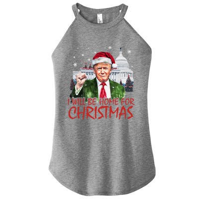 ILl Be Home For Christmas Xmas Trump Pajamas Holiday Santa Great Gift Women's Perfect Tri Rocker Tank