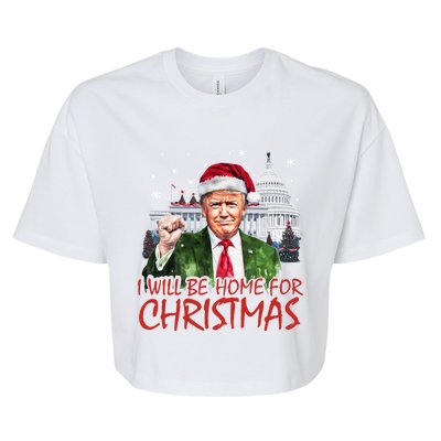 ILl Be Home For Christmas Xmas Trump Pajamas Holiday Santa Great Gift Bella+Canvas Jersey Crop Tee