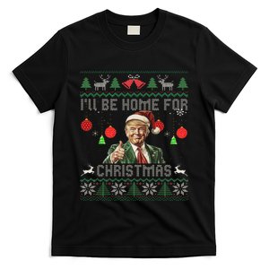 ILl Be Home For Christmas Ugly Sweaters Funny Trump 47 Xmas Swea T-Shirt