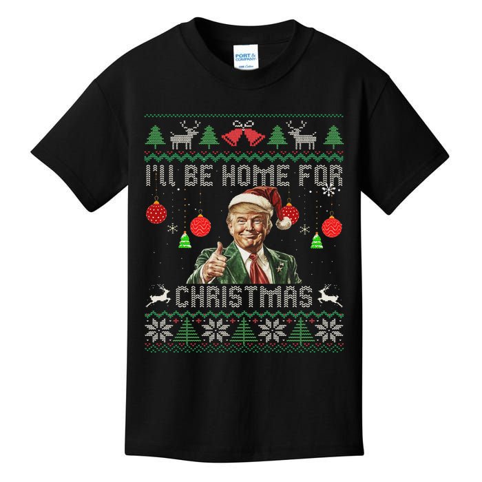 ILl Be Home For Christmas Ugly Sweaters Funny Trump 47 Xmas Swea Kids T-Shirt