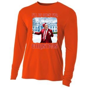 I’Ll Be Home For Christmas Funny Dancing Trump Republican Gift Cooling Performance Long Sleeve Crew