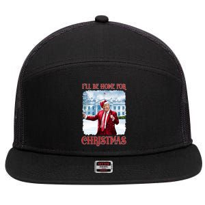 I’Ll Be Home For Christmas Funny Dancing Trump Republican Gift 7 Panel Mesh Trucker Snapback Hat