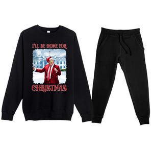 I’Ll Be Home For Christmas Funny Dancing Trump Republican Gift Premium Crewneck Sweatsuit Set