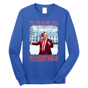 I’Ll Be Home For Christmas Funny Dancing Trump Republican Gift Long Sleeve Shirt