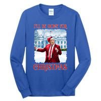 I’Ll Be Home For Christmas Funny Dancing Trump Republican Gift Tall Long Sleeve T-Shirt