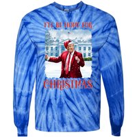 I’Ll Be Home For Christmas Funny Dancing Trump Republican Gift Tie-Dye Long Sleeve Shirt