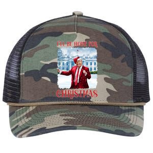 I’Ll Be Home For Christmas Funny Dancing Trump Republican Gift Retro Rope Trucker Hat Cap