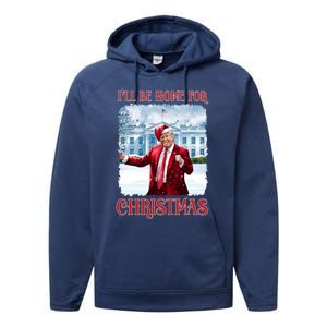 I’Ll Be Home For Christmas Funny Dancing Trump Republican Gift Performance Fleece Hoodie