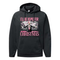 Ill Be Home For Christmas Donald Trump President Santa Claus Performance Fleece Hoodie