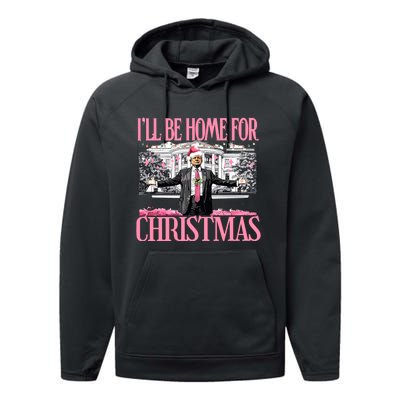 Ill Be Home For Christmas Donald Trump President Santa Claus Performance Fleece Hoodie