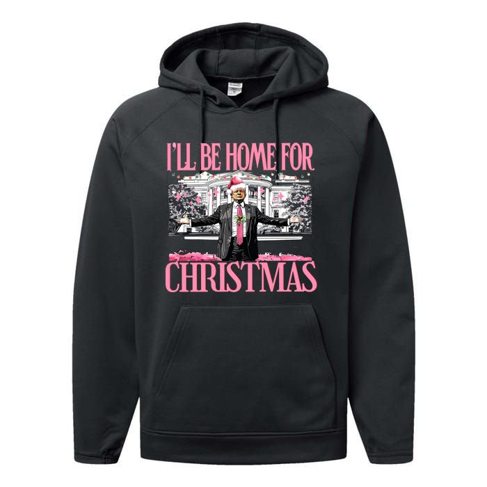 Ill Be Home For Christmas Donald Trump President Santa Claus Performance Fleece Hoodie